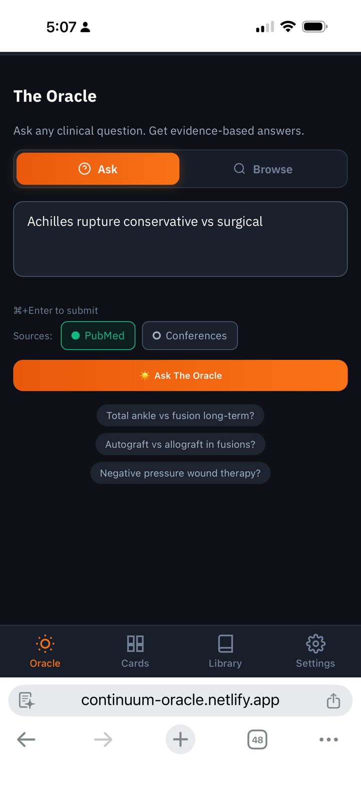 Continuum evidence search
